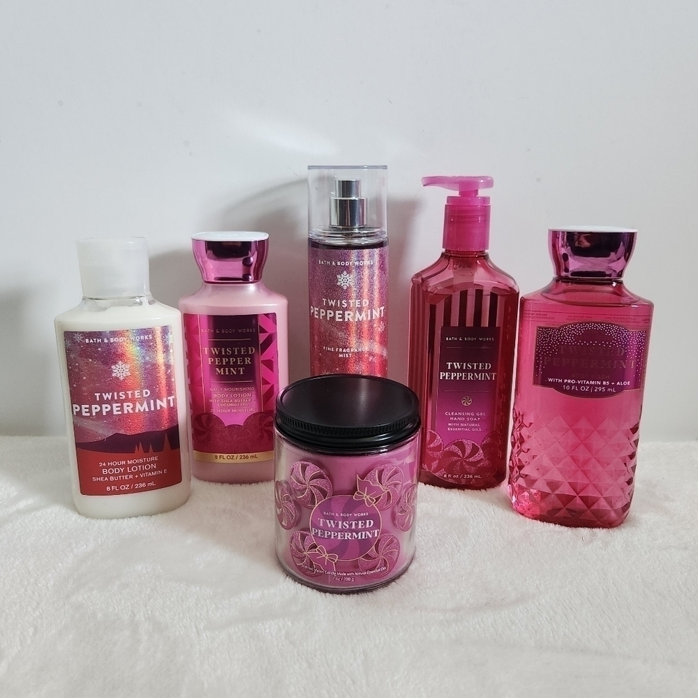 Bath & Body Works Twisted Peppermint Lotion Mist Body Wash Hand Soap Set